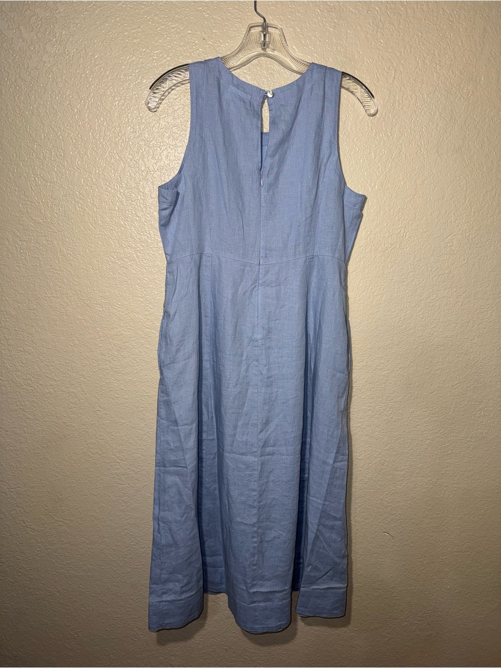 J.Jill Love Linen S Petite Blue Midi Dress w Embroidered Scarf Coastal - Picture 5 of 15